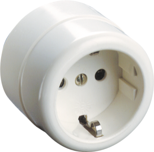 Base fixa 2P + E, 16A 250V ~. Cor branca.