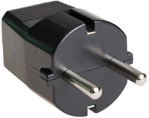 Plugue 2P + E, 16A 250V ~. Cor preta