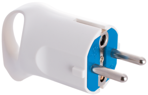 2P + T plug, 16A 250V~. White color.