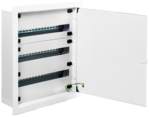 Armários metálicos de distribuição de encastrar. 72 elementos.