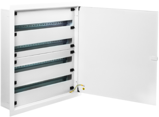 Armários metálicos de distribuição de encastrar. 132 elementos.