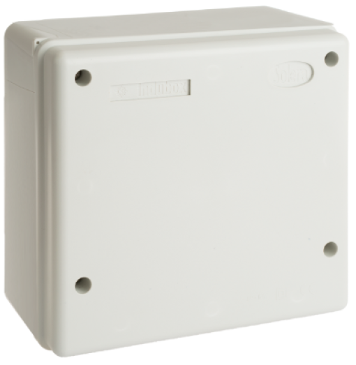 Sealed connection box without cones. Grey colour. External dimensions 215x200x95 mm Internal dimensions 207 x 192 x 86 mm