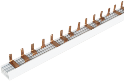 Four-pole busbar, 10 mm² cross-section, 63 A, length 1 m