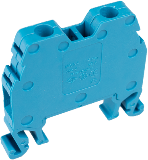 DIN rail terminal blocks. Screw type. 10 mm². Blue color