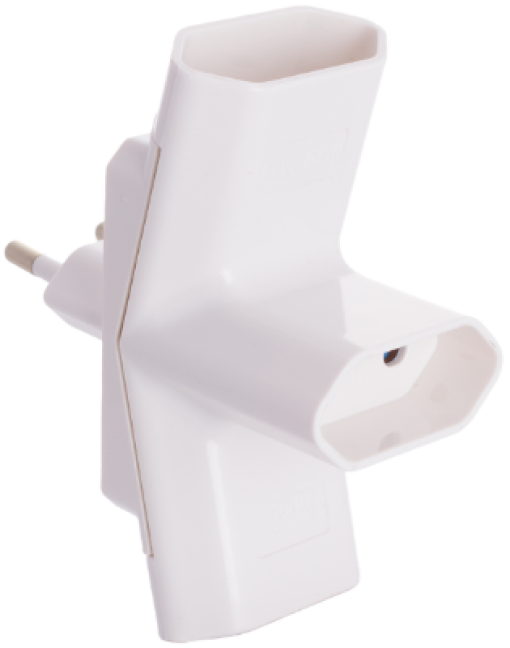 Adaptador triplo 2P, 10A 250V ~. Cor branca. 15098