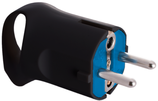 Plugue 2P + T, 16A 250V ~. Cor preta