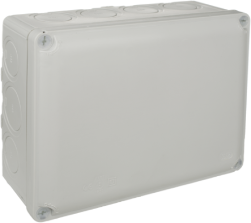 Caixa de conexão estanque Ybox 230 x 180 x 88 mm sem cones. Cor cinzenta. Marca N (Aenor).