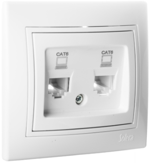 Dual data socket RJ45. Category 6. Monoblock.