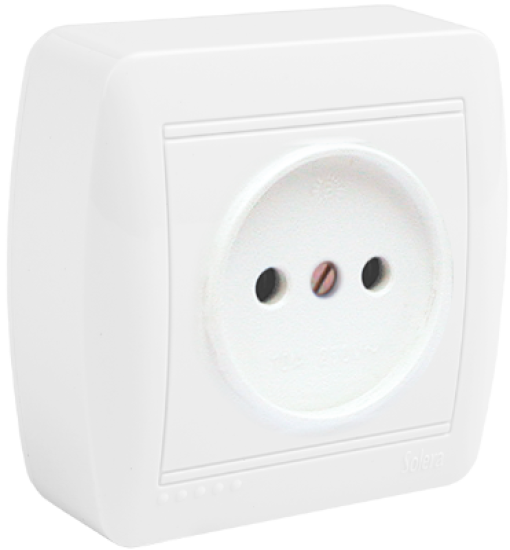 Base fixa 2P, 16A 250V ~. De superfície.