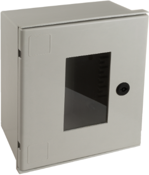 Waterproof polyester enclosure. Transparent door. Empty, dimensions 250x300x160