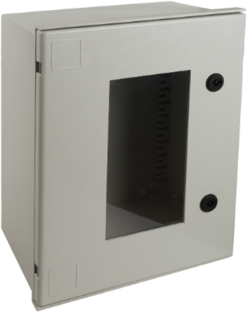 Waterproof polyester enclosure. Transparent door. Empty, dimensions 400x500x200