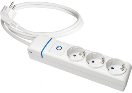 Extensão com 3 bases 2P+T,16A 250V~ Com interruptor de luz. 1.5m de cabo. H05VV-F 3G1,5mm².