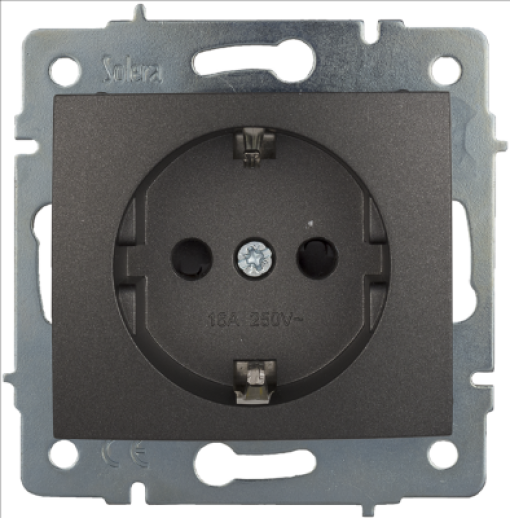 Base fixa 2P + E, 16A 250V ~.  Para encastrar