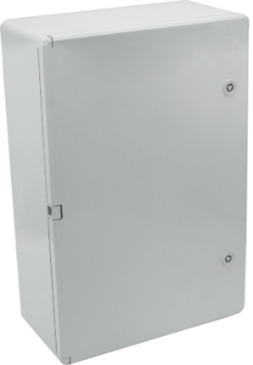 Thermoplastic waterproof enclosure. Smooth door (opaque). External dimensions 400x600x200. With metal mounting plate.