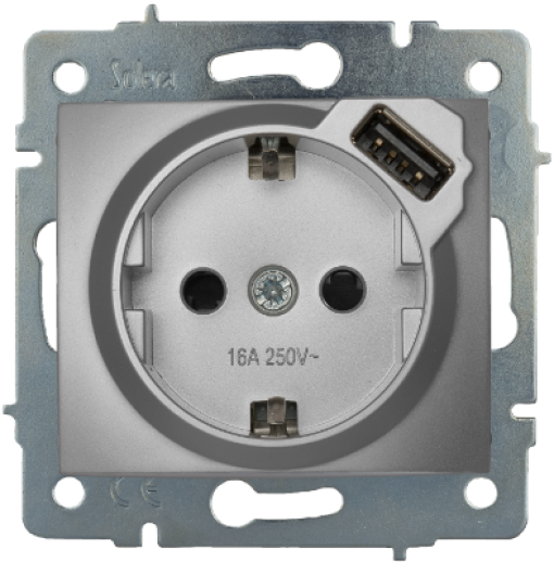 Base fixa 2P + TTL, 16A 250V ~ + 2.1A 5V tomada USB.