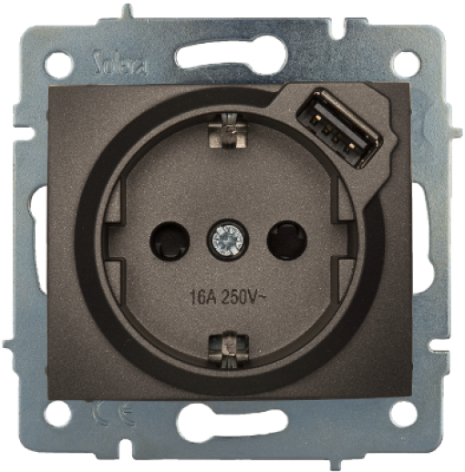 Base fixa 2P + TTL, 16A 250V ~ + 2.1A 5V tomada USB.