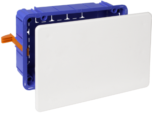 Flush connection box in hollow partition. 170 x 112 mm. Cover with metal claw. Nylon ties fixing system.