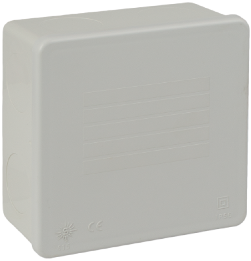 Caixa de ligação estanque 110 x 110 x 50 mm sem cones. Cor cinzenta.