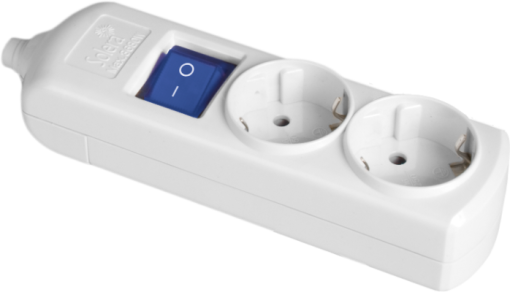 Tomada múltipla com 2 tomadas Solera 2P + T, 16A 250V ~. Com interruptor de luz.