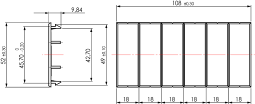 Blind cover gaps. 6 modules. Grey colour.