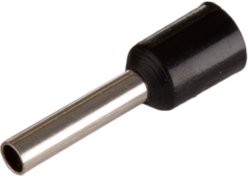 Single bootlace ferrules. For cross-section 1.5 mm² x 8 mm. Black color.