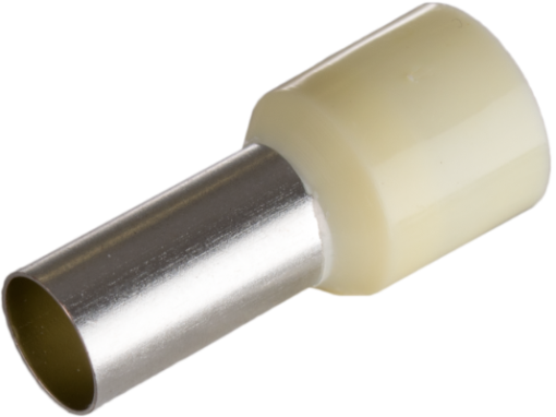 Single bootlace ferrules. For cross-section 16 mm² x 12 mm. White color.