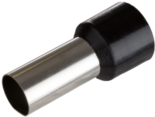 Single bootlace ferrules. For cross-section 25 mm² x 16 mm. Black color.