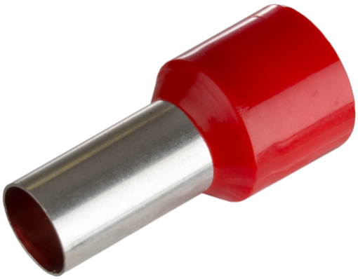 Single bootlace ferrules. For cross-section 35 mm² x 16 mm. Red color.