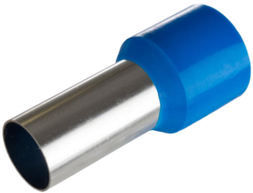 Single bootlace ferrules. For cross-section 50 mm² x 20 mm. Blue color.