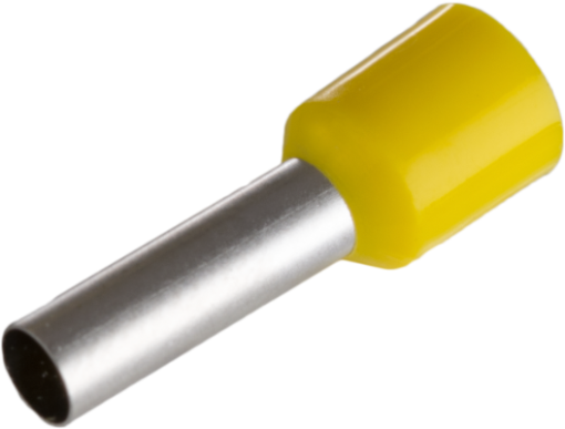 Single bootlace ferrules. For cross-section 6 mm² x 12 mm. Yellow color.