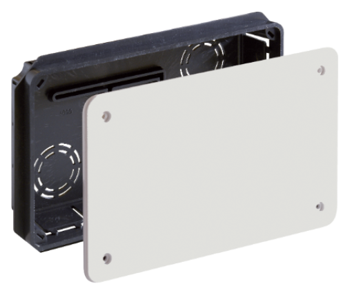 Caixa de ligação para encastrar com tampa com parafusos. 170 x 100 mm.