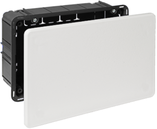 Flush connection box in hollow partition. 170 x 112 mm. Cover with metal claw.