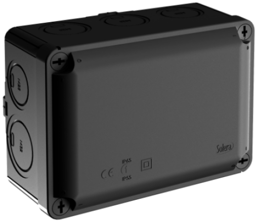 Caixa de conexão estanque Ybox 153 x 110 x 65 mm sem cones. Cor preta. Marca N (Aenor)