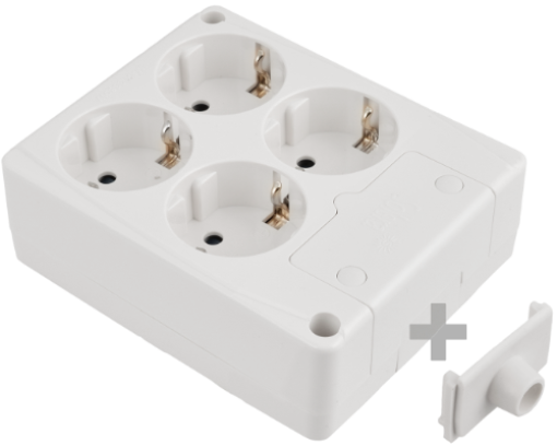 Tomada múltipla com 4 tomadas 2P + T, 16A 250V ~.
