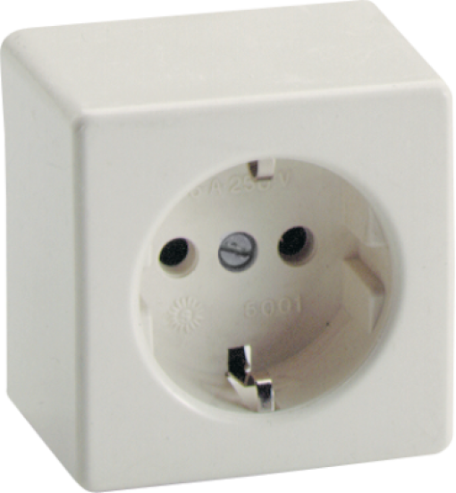 Base fixa 2P + E, 16A 250V ~. Cor branca.