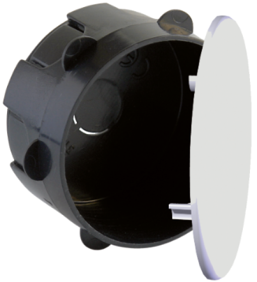 Caixa de ligação para encastrar com tampa, com garras de plástico.. Ø 60 x 40. 7 entradas de tubo Ø 16