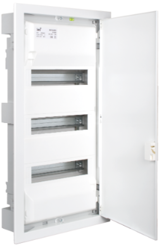Flush distribution box of 42 modules. With metallic frame and door, white colour. MPB3E42