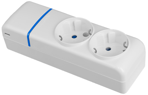 Tomada múltipla com 2 tomadas 2P + T, 16A 250V ~.