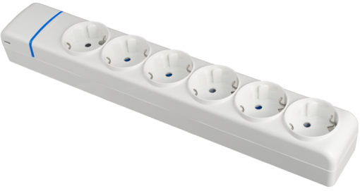 Tomada múltipla com 6 tomadas 2P + T, 16A 250V ~. 8006P