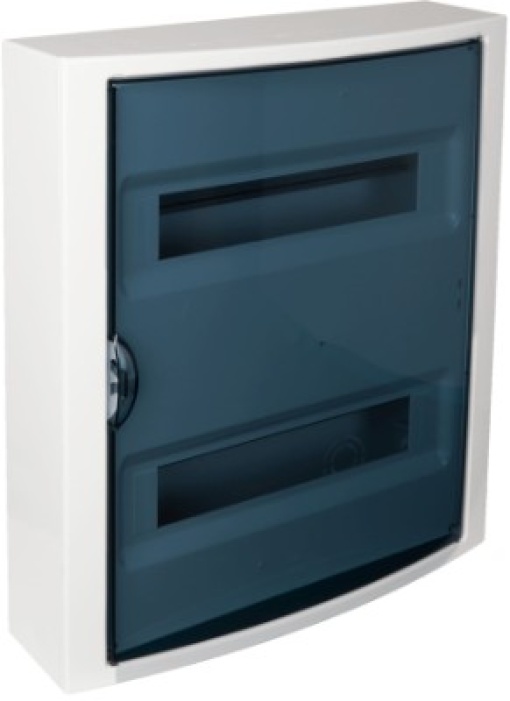 Caixa distribuição alta de superfície de 28 elementos. fumê.