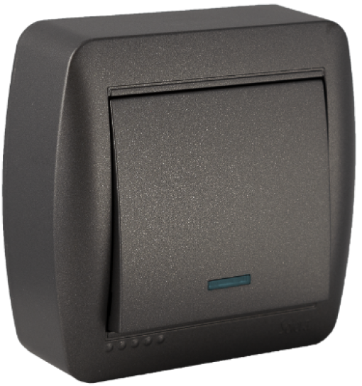 Comutador / interruptor de luz Solera 10AX 250V ~. De superfície.