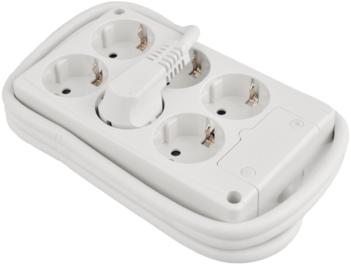 Cabo de extensão com 6 bases 2P + T, 16A 250V ~. Cabo de 1,5 m.