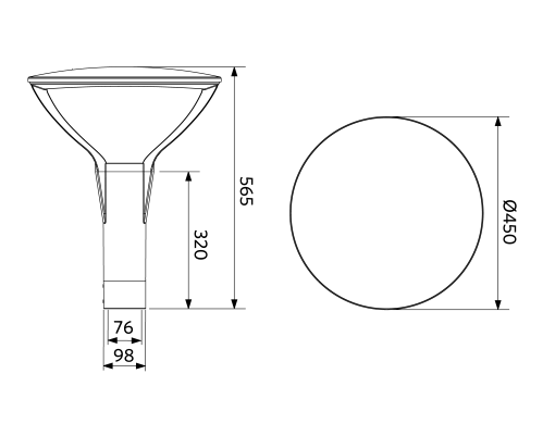 LEDPostTop-P 33W-4000-W-D76