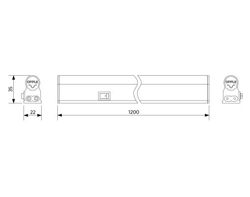 LED E T5 batten 1200 13W S 3000K BL