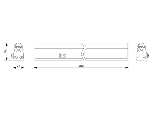 LED E T5 batten 600 9W S 3000K BL