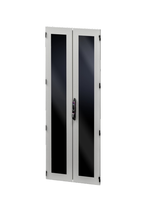 Sheet steel glazed door, vertically divided for VX IT, 800x2000 mm, RAL 7035