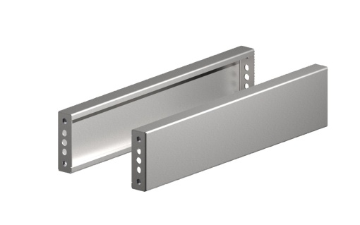 VX baseplinth trim panel, sides, H 100 mm, for D 600 mm, stainless steel