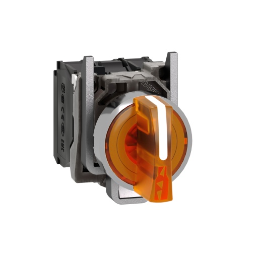 Selector iluminado led 24v na  nc  amarelo  3p.