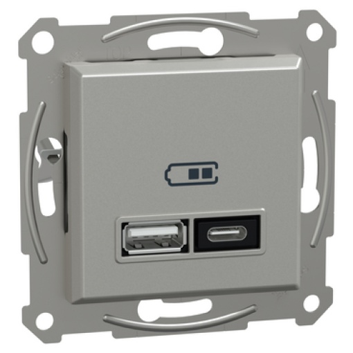 Asfora - Tomada USB AC 21W - Alumínio