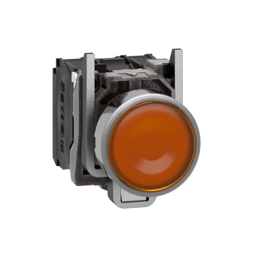 Botão de pressão iluminado amarelo ø 22 - mola encastrada - 240 v - 1no1nc